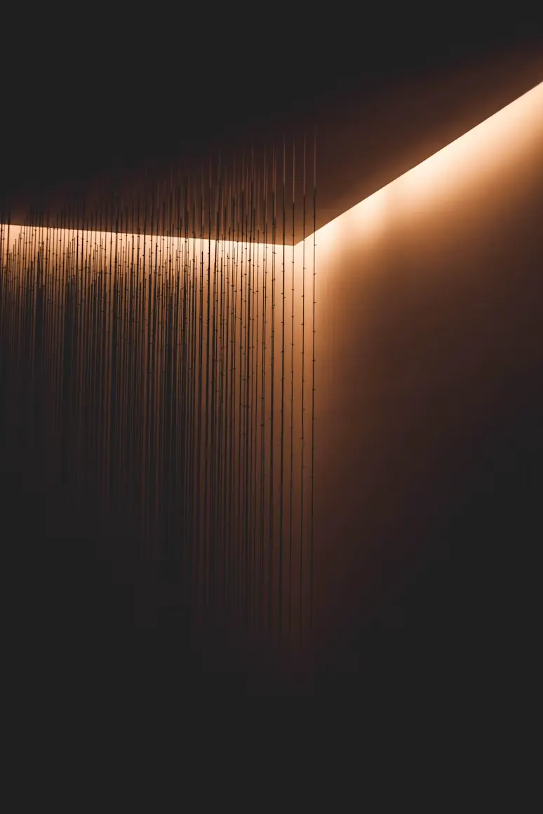 Illuminated diagonal line art