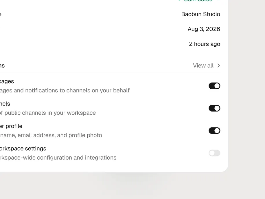 Settings screen